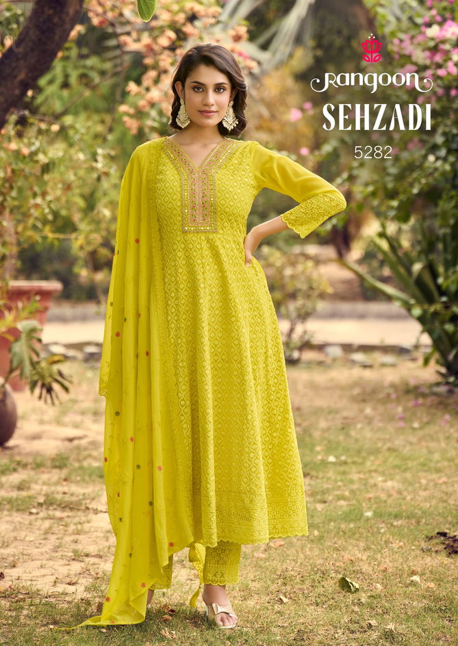 Sehzadi By Rangoon Heavy Work Georgette Designer Kurti With Bottom Dupatta Bulk Order In India